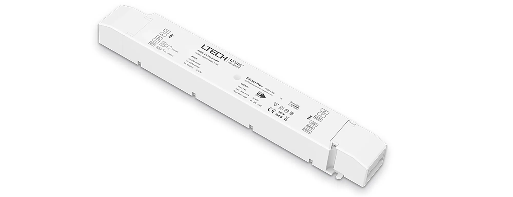 LM-100-24-G2M2  DMX512/RDM/Push DIM/CCT, 0-100% Dim, CV 100W, 24Vdc 4.17A, 200-240Vac, IP20, 5yrs Warranty.